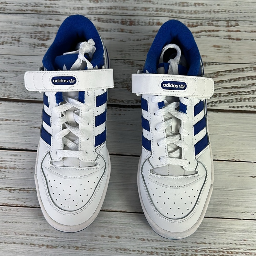 Adidas Kids Forum Low White Royal Blue New Size 5.5 - Picture 5 of 10